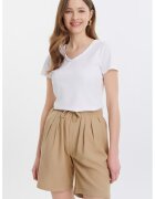 GreenPoint Pantaloni scurti din amestec de in cu snur - Bej inchis