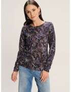 GreenPoint Pulover tricotat fin cu model - Negru/Albastru lavanda