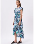GreenPoint Rochie asimetrica cu model - Alb/Albastru