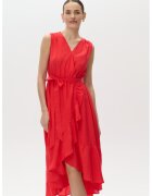 GreenPoint Rochie asimetrica cu volane si decolteu in V - Portocaliu mandarina