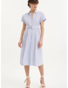 GreenPoint Rochie-camasa in dungi cu un cordon in talie - Albastru deschis
