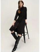 GreenPoint Rochie-camasa midi cu croiala dreapta - Negru