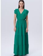 GreenPoint Rochie cu croiala in A cu maneci fluture - Verde englez