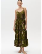 GreenPoint Rochie cu decolteu in V si bretele subtiri - Verde masliniu