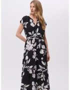GreenPoint Rochie cu decolteu in V si imprimeu floral - Alb/Negru