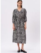 GreenPoint Rochie cu decolteu in V si maneci trei sferturi - Negru/Crem