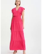 GreenPoint Rochie cu decolteu in V si model stratificat - Roz aprins