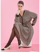 GreenPoint Rochie cu imprimeu si decolteu in V - Negru/Alb murdar