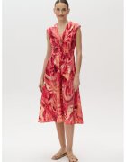 GreenPoint Rochie din amestec de in cu decupaj - Rosu/Portocaliu