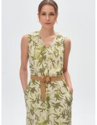 GreenPoint Rochie dreapta din amestec de in cu buzunare laterale - Verde pal