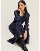 GreenPoint Rochie lunga cu decolteu in V - Alb/Albastru ultramarin