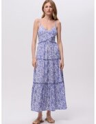GreenPoint Rochie lunga cu decolteu in V - Albastru lavanda/Alb murdar