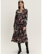 GreenPoint Rochie lunga dreapta cu decolteu in V - Negru/Portocaliu/Roz