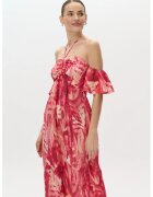 GreenPoint Rochie maxi cu decolteu pe umeri - Rosu/Bej