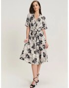 GreenPoint Rochie midi cu design si model - Negru/Grej