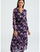 GreenPoint Rochie midi cu model floral - Lila/Bleumarin