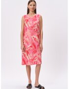 GreenPoint Rochie midi din amestec de in cu imprimeu - Fucsia/Bej deschis