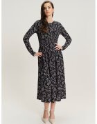 GreenPoint Rochie midi din amestec de modal cu model - Negru/Bej