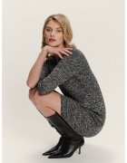 GreenPoint Rochie scurta din amestec de modal cu maneci 3/4 - Negru/Crem