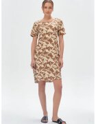 GreenPoint Rochie scurta din in cu imprimeu - Maro/Maro camel