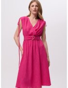 GreenPoint Rochie texturata din amestec de lyocell - Fucsia