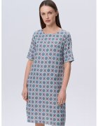 GreenPoint Rochie-tricou cu imprimeu floral - Portocaliu/Albastru