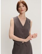 GreenPoint Sacou fara maneci cu model in dungi - Maro taupe