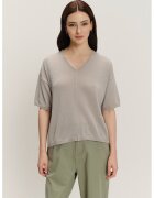 GreenPoint Tricou cu decolteu in V si maneci cazute - Gri