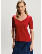 GreenPoint Tricou cu decolteu rotund si maneci medii - Caramiziu