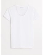 GreenPoint Tricou din amestec de bumbac cu decolteu in V - Alb