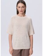 GreenPoint Tricou tricotat cu decolteu rotund - Crem