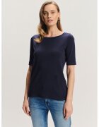 GreenPoint Tricou uni cu decolteu rotund - Albastru ultramarin
