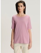 GreenPoint Tricou uni cu decolteu rotund - Roz deschis