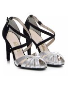 Guban Sandale dama model 1212 piele velur negru/kristal argintiu