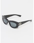 Gucci Ochelari de soare cat-eye cu logo - Negru/Argintiu