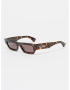 Gucci Ochelari de soare dreptunghiulari cu logo pe laterale - Maro