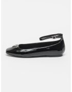 GUESS Balerini de piele ecologica cu bareta pe glezna - Negru
