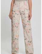 GUESS Blugi drepti cu imprimeu floral - Piersica/Albastru deschis/Crem