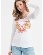 GUESS Bluza cu imprimeu logo - Alb/Verde/Roz