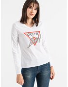GUESS Bluza cu imprimeu logo si decorata cu strasuri - Alb/Argintiu