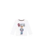 GUESS Bluza de bumbac cu model urs
