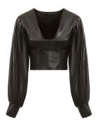 GUESS Bluza de piele ecologica cu decolteu patrat - Negru