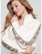 GUESS Bluza de trening cu benzi logo si fermoar - Crem