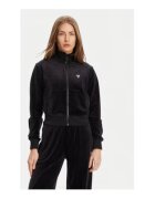 GUESS Bluza de trening cu fermoar - aspect de catifea si guler inalt - Negru