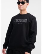 GUESS Bluza de trening cu logo brodat - Alb/Negru