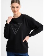 GUESS Bluza de trening cu maneci cazute si logo din strasuri - Negru