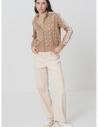 GUESS Bluza de trening cu monograma si fermoar - Maro taupe deschis/Crem