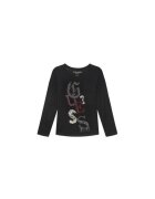 GUESS Bluza din amestec de viscoza cu decolteu rotund si logo din strasuri si paiete