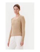 GUESS Bluza din amestec de viscoza cu striatii - decolteu rotund si aplicatie metalica discreta
