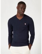 GUESS Bluza slim-fit cu decolteu in V - Rosu/Albastru ultramarin/Alb optic